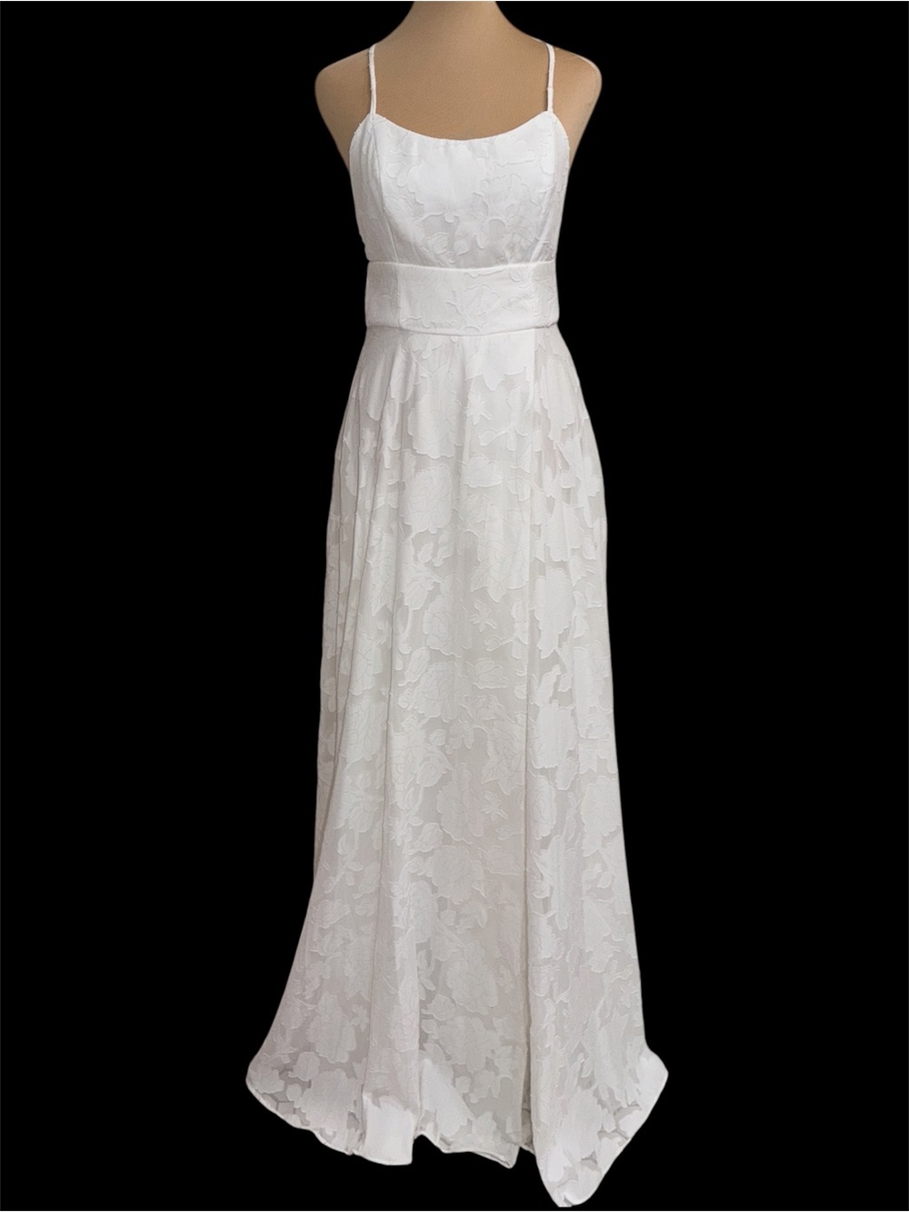 Lulu's White Lace Spaghetti-Strap Maxi Dress